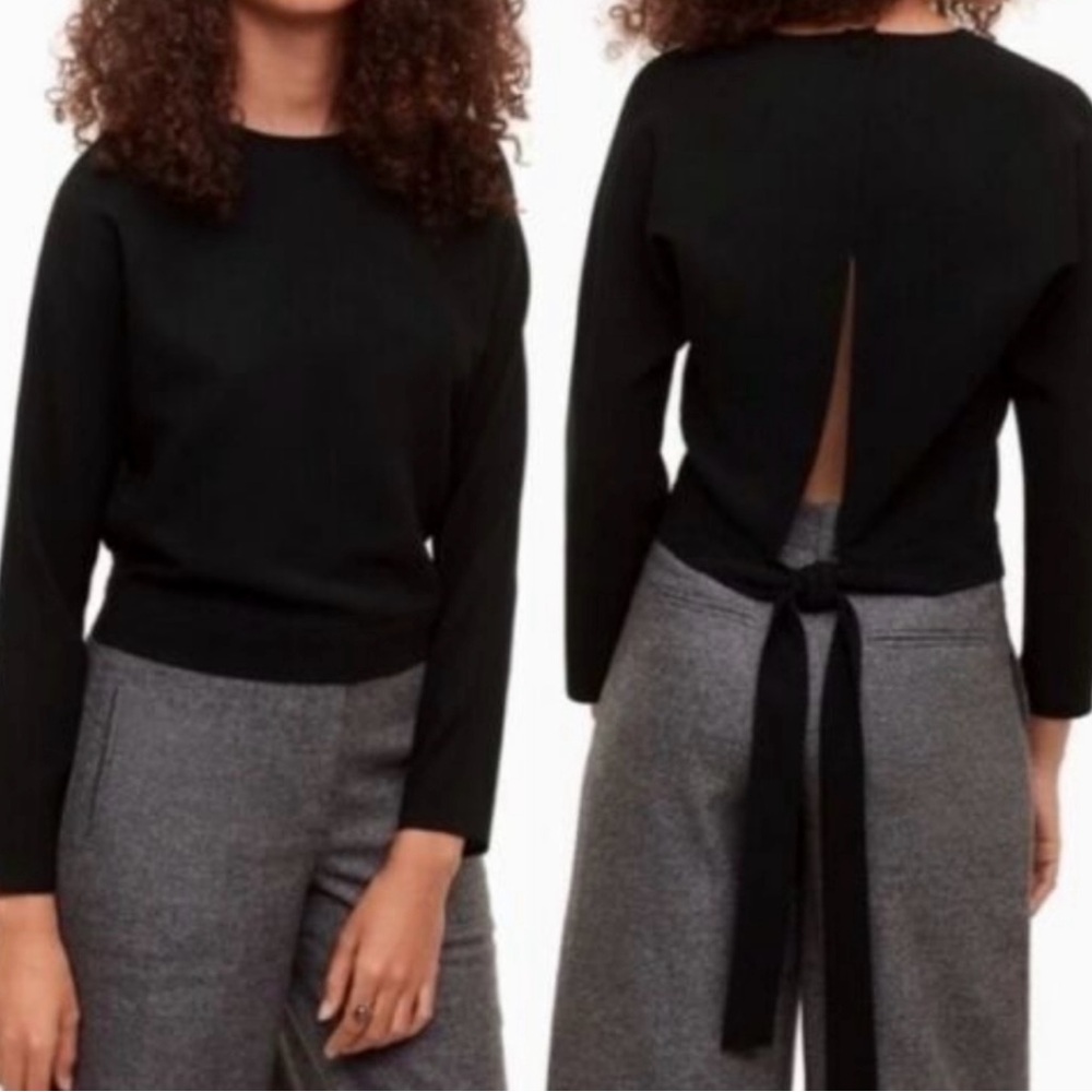 Wilfred Laon Tie Back Black Long Sleeve Blouse Top Medium